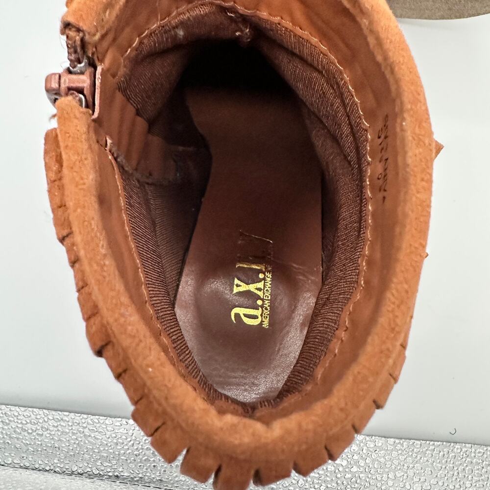 A.X.N.Y. American Exchange Brown Suede Fringe Ankle Boots - Picture 7 of 11